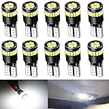 Qoope -10 Stück T10 Canbus Fehlerfreie Glühbirne für beleuchtung lampen ersetzen die Birne 501 194 168 2825 (12V-Weiß)
