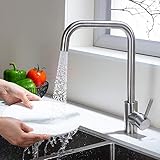 Amazon Brand - Umi Wasserhahn Küche 360° Drehbar -Küchenarmatur mit 2 Strahlarten - 304 Edelstahl Matt - Universal Spü