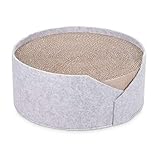 Navaris Katzen Kratzbrett Kratzpappe Kratz Karton - 36 x 36 x 14 cm Kratzmatte für die Krallen Deiner Katze - Katzenkratzbrett aus Pappe und F