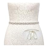 SWEETV Strass Hochzeit gürtel Kristall Braut gürtel Schärpe für Brautjungfernkleider Ballkleid Abendkleider, Silb