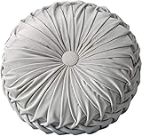 Samt Kissen Rund Plissee Kürbis Dekokissen 35cm Couch Weich Kissen Sofakissen Dekoration für Wohnzimmer Zuhause Sofa Stuhl Bett (Grau)