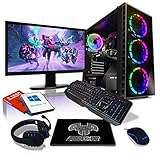 AWD-IT Gaming-PC-Set AMD Ryzen 5 2600 3.9 GHz acht Core • 8 GB RAM • GTX 1050Ti 4 GB • 22 Zoll Display • Tastatur, Maus, Pad und Kopfhörer 24' 8 Go RAM - 1650 SUPER