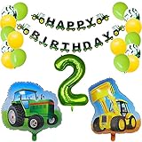 Geburtstagsdeko Jungen 2 Jahre Kindergeburtstag Junge Traktor Bagger Kinder 2 Jahre 2 Geburtstag Junge Dek