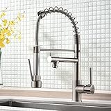 AIMADI Wasserhahn Küche Küchenarmatur mit Brause 360° schwenkbar Mischbatterie Spiralfeder Armatur Spültischarmatur Spiralfederarmatur Gebürsteter Nick