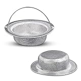 Puikos Abflusssieb,2er Set Abfluss-Sieb mit Griff Edelstahl Rostfrei,Spülbecken-Sieb Küchenspüle,Dusche Abfluss zur Vermeidung von Verstopfung von Ausgussfilter/Bad (11 cm im Durchmesser)