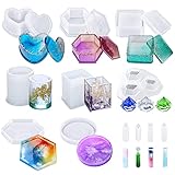 Likorlove kunstharz gießen Set, 17 Stück Resin Epoxidharz Silikonformen, Resin Gießharz Set Umfassen Sechseckige, Quadrat, Herzförmige Bastelkasten Formen für DIY Harz Anhänger Halskette Ohrringe Dek