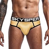 SKYSPER Herren Jockstrap Unterwäsche Athletic Supporters Jock Straps Männliche Unterwäsche für Männer, Sg27-Gold, S