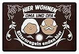 Hier wohnen Oma und Opa Elternregeln enden hier Home für drinnen und draussen - Fußmatte -60x40cm-B