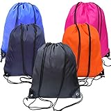 Turnbeutel mit Kordelzug, Rucksack, Unisex, Schwimmtasche, wasserabweisend, ideal für Schule, Sport, Strand, Bücher und Reisen, bunt M Bunt 5 Stk