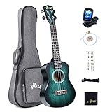 Winzz Ukulele Konzert 23 Zoll Blau-grün, Ukulele Anfänger Set für Erwachsene Kinder, Einzigartiges Farbdesig