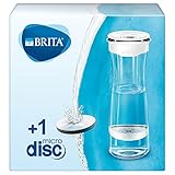 BRITA 1020115 Wasserfilter-Karaffe weiß-grau / Karaffe inkl. 1 MicroDisc Filter / Wasserkaraffe zum stilvollen Servieren von Wasser / Filter reduziert Chlor und Mikropartikel im Leitungsw