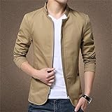WTJKNS Herrenjacke Stehkragenjacke Jacke Herren Slim Business Casual Herrenjacke Herrenbekleidung XL Solid M-4XL (Color : Khaki, Size : XL)