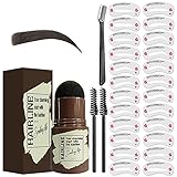 Augenbrauen Stempel, Makeup Brauenpuder, Augenbrauen Schablone, Wiederverwendbares Makeup Brauenpuder Schablonen Kit, Augenbrauen make up Augenbrauen make up für Frauen Brauenformung(Dunkelbraun)