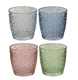 netproshop Windlichthalter Teelichthalter aus Glas Höhe ca. 7,5 cm, Diverse Farben, Farbe:Hellb