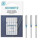 SCHMETZ Nähmaschinennadeln | 5 Jeans-Nadeln | 130/705 H-J | Nadeldicken: 2x 90/14, 2x 100/16 und 1x 110/18 | auf allen gängigen Haushaltsnähmaschinen einsetzbar | geeignet für das Verarbeiten von Jeans und ähnlichen S