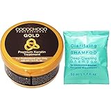 COCOCHOCO Professional Gold Keratin Starter Kit - Gold Keratin Hair Treatment (100 ml) und Clarifying Shampoo (50 ml) - Formaldehyd Frei - Komplex Keratin Kur für Haarglättung - Für alle Haartyp
