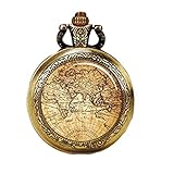 pocket-watch, Vintage Weltkarte Taschenuhr, World Map Pocket Uhren, silber Armbanduhr Halskette,