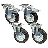 4 Stück Transportrollen im Set 125 mm, Rollen mit Bremse der Marke HRB, Schwerlastrollen mit max. 100 Kg Gesamttragkraft, geeignet für z.B. Rollen für Palettenmöbel (4er Set 125mm)