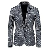 Bestyyo Herren bedruckter Langarm-EIN-knopf-dekorativer Freizeitanzug herrenmantel 2194 freizeitgolf Forst Cocona Zipp-Neck offiziell Samcro Distressed Jurassic World -klassisch U