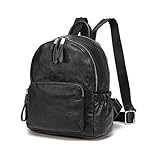 Mini Rucksack Damen, VASCHY Pu Leder Klein Rucksack Mädchen Mode Schultasche Elegant Casual Daypack for Reise Einkaufen Student Teenager Schw