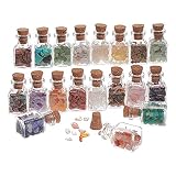 PandaHall 19 Farben Mini Glas Wunschflaschen, Ungebohrte Getrommelte Edelstein-Kristallchips, Die Reiki-Steine Heilen, Setzen Für Anhänger Halskette Schmuck, Der Kerzen Herstellt, Hauptdek