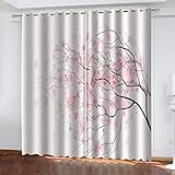 TTBBBB Blickdicht Vorhang Für Schlafzimmer Rosa Blumenbäume B 140 x H 160 cm 3D Druckmuster Öse Thermisch isoliert 90% Blickdicht Vorhang für Kinder Jungen Mädchen Sp
