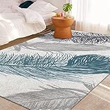 Teppich Reinigung blau Teppich Salon Blau Einfache Feder Moderner Teppich Wohnzimmer Waschbar teppichboden auslegware 200X300CM Gaming Teppich 6ft 6.7''X9ft 10.1''