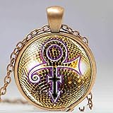 Prince RIP Gold Zeichen Symbol Hemd Poster Logo Herren Handarbeit Vintage Lila Regen Halskette Anhänger Steampunk Schmuck Geschenk