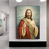 Leinwanddruck Moderne Kunst Portrait Poster und Drucke Wandkunst Leinwand Malerei Jesus Christus Dekorative Bilder Wohnzimmer Dekoration Rahmenlos (Color : No Frame, Size : 60x80cm (24X32in) 1pcs)