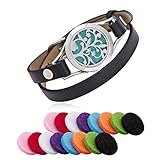 Aromatherapie Armbänder, Aroma öl diffusor Armreifen/duft aus rostfreiem stahl das armband mit ledergürtel - Baum des Lebens mit 16 farbigen-Filzkreisen, Beste Geschenk