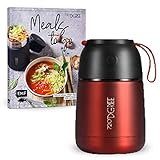 720°DGREE Thermobehälter für Essen “wunderJar” - 450ml, 650ml - Auslaufsicher, BPA-Frei - Edelstahl Isolierbehälter, Thermo Lunchbox für unterwegs - Babybrei, Warme, Kalte Speisen, Suppe, Müsli to G