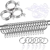 40 Stück Vorhang Clip Duschvorhang Ringe Vorhang Ringe Edelstahl Vorhangringe Mit Clipper Gardinen Ringe Ringe Für Gardinenstangen Set of Curtain Rings Metall Hängende Ringe Mehrzweck Vorhang Ring