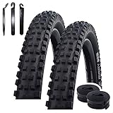 Angebot-Set / 2 x Schwalbe Magic Mary BikePark Addix Fahrrad Reifen E-50 Schwarz 62-584 (27.5 x 2.40) + 2 Schwalbe Schläuche DV19 inkl. 3 Reifenheb