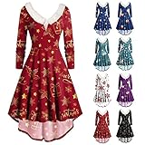 Dream Room Damen 54er Vintage Retro Rockabilly Swing Kleid Karo Kurzer Ärmel Cocktailk