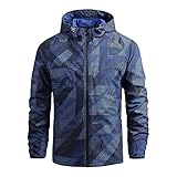 BGUK Herren Jacke Mantel Lässig mit Kapuze Regenmantel Windjacke Hell Wasserdicht Outdoorjacke Übergangs Windbreaker Sport Jacke Ideal für Radfahren Laufen Bergsteigen Freizeit Plus Size Kleidung