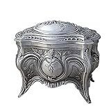 JTRHD Schmuck Display Display Lagerung Metall Kreative europäische Art-Hoch Prinzessin Schmuck Storage Box Retro Desktop-Sekt für Mädchen Damen Frauen (Farbe : Silver, Size : 8.8X6.3X8CM)