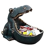 Schlüsselschale Deko， Hippo Statue Aufbewahrungsschlüsselschale，Home Tabletop Dekoration Figurenhalter Für Süßigkeiten Snacks Organizer Für Schlüssel, Ring, Make-u(Size:30×16×23cm,Color:Dinosaurier)