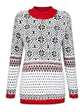 Basically You Damen Jacquardstrick Pullover Langarm mit Stehkragen mit Norweg