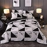 BH-JJSMGS Umkehrbares Design mit bedrucktem Marmormuster, Bettbezug-Set, superweiche und umkehrbare Bettwäsche aus Mikrofaser mit Reißverschluss zum Öffnen und Schließen, Dreieck Double200 * 200