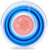 HYLK Elektrische Mini-Waschmaschine, Knopfbedienung mit Ablaufkorb Kleine Waschmaschine, tragbarer Wascheimer für Haushaltsunterwäsche, Waschen und Entleeren integriert abnehmbar (Farbe: Blau)