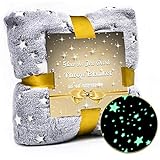 CAPMESSO Kuscheldecken mit Leuchtenden Sternen und Superweiche Flanelldecke Stern Krabbeldecke Weihnachten Geburtstag Geschenk für Mädchen Kinder Maße: 120 × 150 cm (Star Blanket)