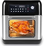 Heißluftfritteuse,10L Air fryer Fritteuse,Uten XXL Heißluft-ofen,12 in 1 Heissluftfritteuse mit digitalen LED-Display,ohne Fett,BPA/PFOA-frei,Barbecue,Timer,6 Zubehör & Rezeptbuch-Edelstahl,1500W
