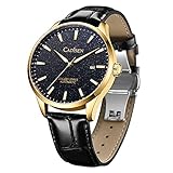 CADISEN Automatik Uhr Herren Mit Gangreserve Automatik Saphirglas Wasserdicht Lederriemen Kalender wasserdichte Uhr (Grün)