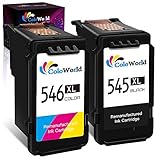 ColoWorld Remanufactured 545 XL 546 XL Druckerpatronen Schwarz Farbe Multipack für PG-545XL CL-546XL für Canon Pixma MX495 TS205 TS3150 MG3050 2500 2550S 2550 2450 2950s TR4550 iP2800 2850 Druck