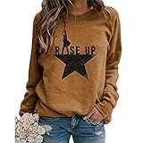 Rise Up Musicals Hamilton Damen Langarmshirts Rundhals Casual Loose T-Shirt für Frauen - Beige - M