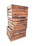 Geflammte Holzkisten im Set-Angebot: Originale, vintage Obstkisten Apfelkisten aus dem alten Land zum Möbelbau oder Dekoration mit den Maßen 50 x 40 x 30cm (3er Set)