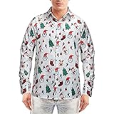 ZYHOOD Herren Weihnachten Hemd Hawaiihemd Langarm Button Down 3D Gedruckt Weihnachtshemd Herren Freizeithemd Button Down T-Shirts Langarmshirts Blumenhemd 3D Gedruckt Muster Hemd Arb