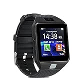 Smart Uhr, CulturesIn Touchscreen Bluetooth Armbanduhr mit Kamera / SIM-Kartensteckplatz / Schrittzähler-Analyse für Android (Vollfunktionen) und IOS (Teilfunktionen) (gun black)