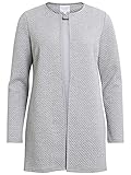 Vila Clothes Damen VINAJA New Long JKT Blazer, Grau (Light Grey Melange), 42 (Herstellergröße: XL)