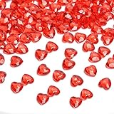 HAKACC Herzen Diamantkristalle, 1000 Stück 12mm Rot Streudeko Herzen Deko Diamanten Herz Deko für H